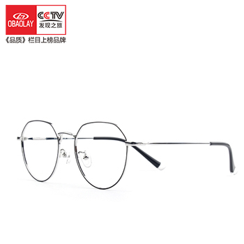 欧宝来9622不规则多边时尚个性显瘦钛架大框近视眼镜