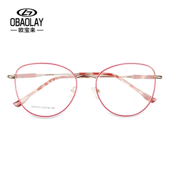 （OBAOLAY）GH7012新款简约金属眼镜架 经典款超 轻复古镜框平光镜可配近视
